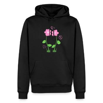 pink flowers heart couple valentine's day - Men’s Premium Organic Hoodie - black - Front - Nico (187cm)