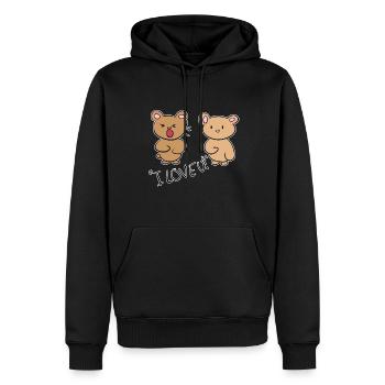 Je t’aime couple d’ours en peluche - Sweat à capuche Premium bio Homme - noir - Devant - Nico (187cm)