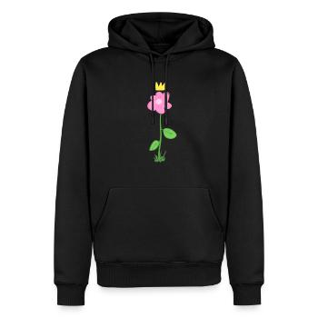 blume rosa pflanze krone symbol - Männer Premium Bio Hoodie - Schwarz - Vorne - Nico (187cm)