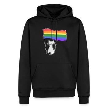 gray cat lgbt flag symbol love - Men’s Premium Organic Hoodie - black - Front - Nico (187cm)