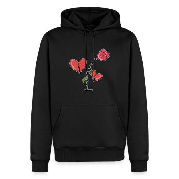 red rose broken heart symbol love - Men’s Premium Organic Hoodie - black - Front - Nico (187cm)