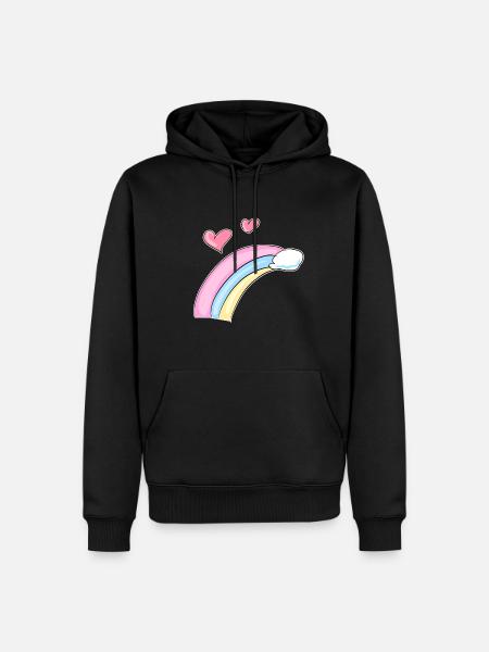rainbow hearts cloud cartoon symbol - Men’s Premium Organic Hoodie - black