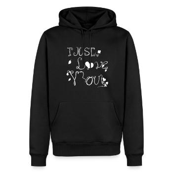 symbole J’aime façonner vos cœurs - Sweat à capuche Premium bio Homme - noir - Devant - Nico (187cm)