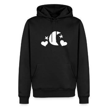 cœurs amour étoiles symbole de lune - Sweat à capuche Premium bio Homme - noir - Devant - Nico (187cm)