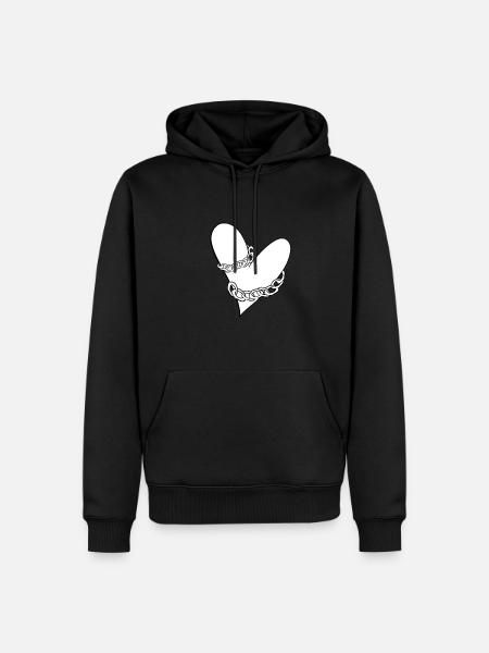 chain-caught heart love - Men’s Premium Organic Hoodie - black