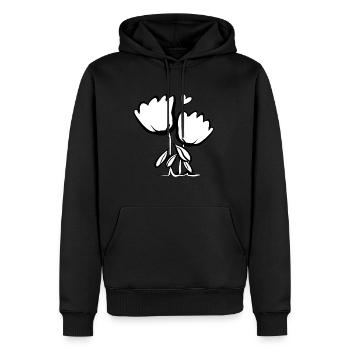 Deux fleurs plantes roses symbole feuilles - Sweat à capuche Premium bio Homme - noir - Devant - Nico (187cm)
