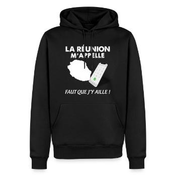 la Réunion M'Appelle Idée Cadeau - Sweat à capuche Premium bio Homme - noir - Devant - Nico (187cm)