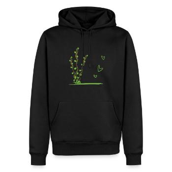 Feuilles du symbole de la nature végétale - Sweat à capuche Premium bio Homme - noir - Devant - Nico (187cm)