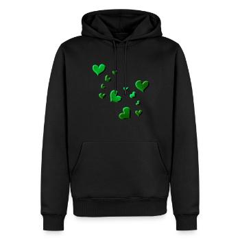 Heart pattern green symbol glitter - Men’s Premium Organic Hoodie - black - Front - Nico (187cm)