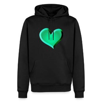 symbole de cœur vert pailleté vert - Sweat à capuche Premium bio Homme - noir - Devant - Nico (187cm)
