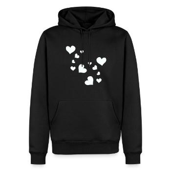 Muster Herzen Herz Symbol - Männer Premium Bio Hoodie - Schwarz - Vorne - Nico (187cm)