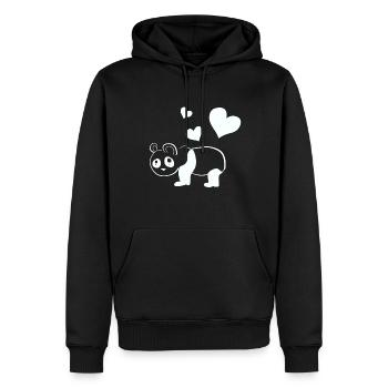 Panda Bär tier Herzen - Männer Premium Bio Hoodie - Schwarz - Vorne - Nico (187cm)