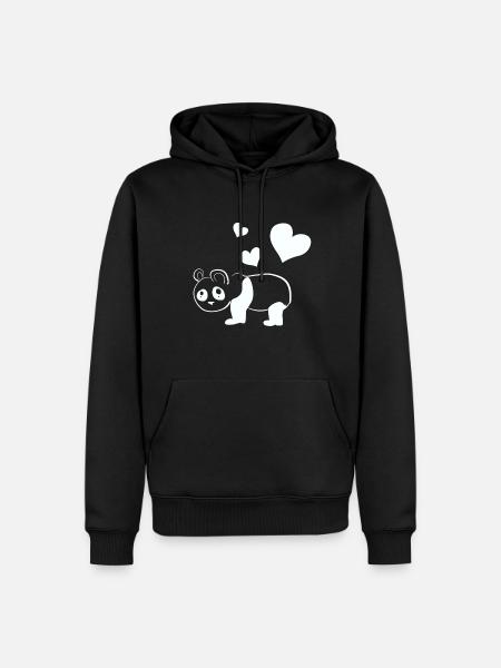 Panda Bear Cœurs d’animaux - Sweat à capuche Premium bio Homme - noir