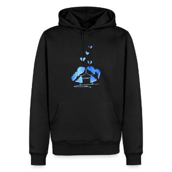Amoureux lesbiennes bleus paillettes amour - Sweat à capuche Premium bio Homme - noir - Devant - Nico (187cm)