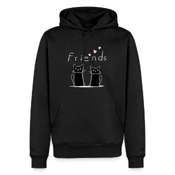 Amis Ami Amitié Chats Chat - Sweat à capuche Premium bio Homme - noir - Devant - Nico (187cm)