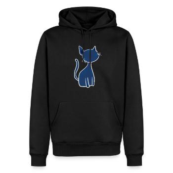 blaue Katze symbol süß cartoon - Männer Premium Bio Hoodie - Schwarz - Vorne - Nico (187cm)