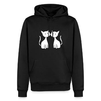 zwei Katzen Freunde süß - Männer Premium Bio Hoodie - Schwarz - Vorne - Nico (187cm)