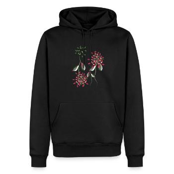 flowers plant symbol shiny pattern - Men’s Premium Organic Hoodie - black - Front - Nico (187cm)