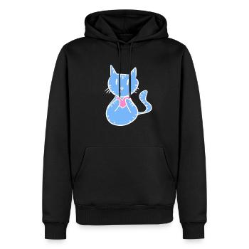 blaue Katze Symbol cartoon herz - Männer Premium Bio Hoodie - Schwarz - Vorne - Nico (187cm)