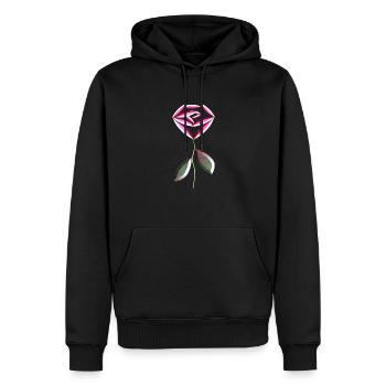 symbole de fleur de rose rose - Sweat à capuche Premium bio Homme - noir - Devant - Nico (187cm)