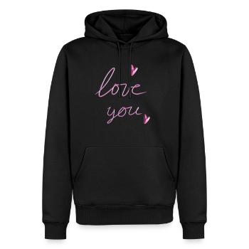 liebe dich herz pink - Männer Premium Bio Hoodie - Schwarz - Vorne - Nico (187cm)