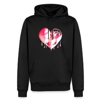 herz symbol gebrochen pink narben - Männer Premium Bio Hoodie - Schwarz - Vorne - Nico (187cm)
