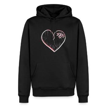 herz symbol gebrochen traurig narben - Männer Premium Bio Hoodie - Schwarz - Vorne - Nico (187cm)