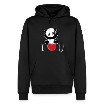 Panda ich liebe dich tier symbol - Männer Premium Bio Hoodie - Schwarz - Vorne - Nico (187cm)