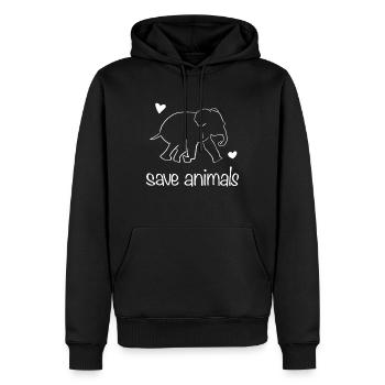 sauver les animaux animal éléphant militants des droits des animaux - Sweat à capuche Premium bio Homme - noir - Devant - Nico (187cm)