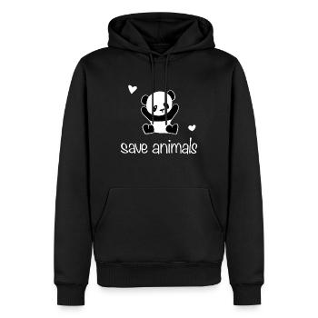 sauver les animaux ours panda bien-être animal - Sweat à capuche Premium bio Homme - noir - Devant - Nico (187cm)
