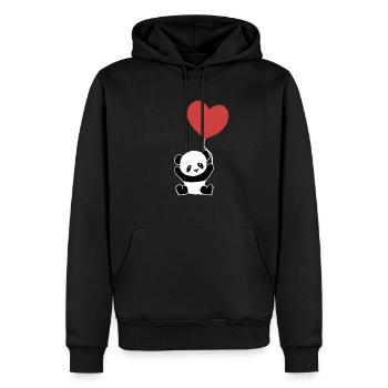 Liebe Symbol Panda Herz Rot Luftballon - Männer Premium Bio Hoodie - Schwarz - Vorne - Nico (187cm)