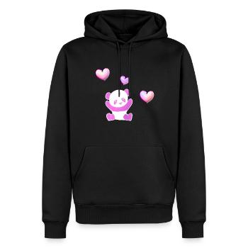 pinker panda tier herzen - Männer Premium Bio Hoodie - Schwarz - Vorne - Nico (187cm)