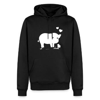 Schwein Süß rosa herzen blume - Männer Premium Bio Hoodie - Schwarz - Vorne - Nico (187cm)