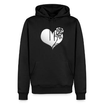 rose blume herz form symbol grau - Männer Premium Bio Hoodie - Schwarz - Vorne - Nico (187cm)