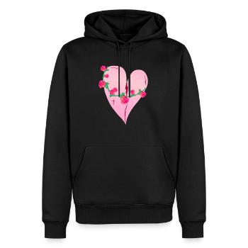 herz rosen narben rosa symbol - Männer Premium Bio Hoodie - Schwarz - Vorne - Nico (187cm)