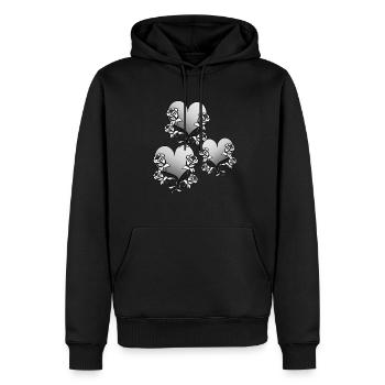 drei herzen blume herz form symbol grau - Männer Premium Bio Hoodie - Schwarz - Vorne - Nico (187cm)