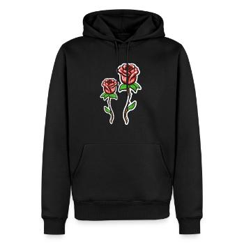 Symbole fleur forme plante roses rouges - Sweat à capuche Premium bio Homme - noir - Devant - Nico (187cm)