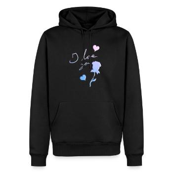 ich liebe dich rose blume herzen - Männer Premium Bio Hoodie - Schwarz - Vorne - Nico (187cm)