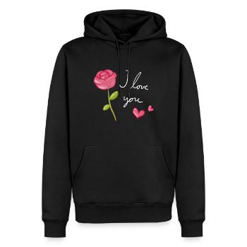 ich liebe dich blume herzen - Männer Premium Bio Hoodie - Schwarz - Vorne - Nico (187cm)