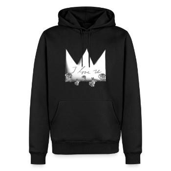 graue krone rosa rosen blumen ich liebe dich - Männer Premium Bio Hoodie - Schwarz - Vorne - Nico (187cm)