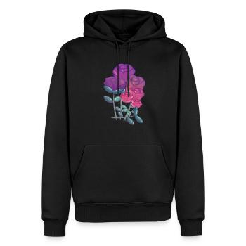 Bouquet Symbole Nature Violet - Sweat à capuche Premium bio Homme - noir - Devant - Nico (187cm)