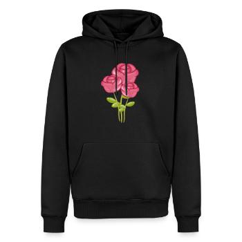 Trois roses roses symbole nature - Sweat à capuche Premium bio Homme - noir - Devant - Nico (187cm)