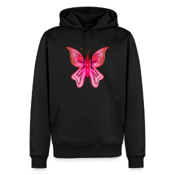 Papillon rose symbole insecte animaux ailes - Sweat à capuche Premium bio Homme - noir - Devant - Nico (187cm)