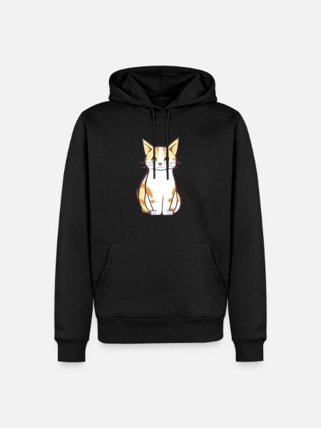 gatto giallo animale domestico - Felpa con cappuccio ecologica premium da uomo - nero