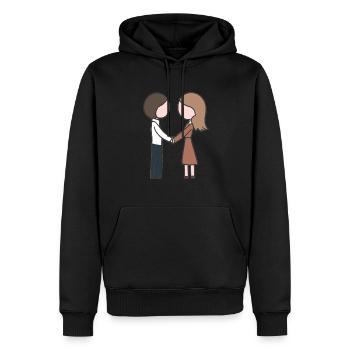 Amour Couple Symbole Couple Amour - Sweat à capuche Premium bio Homme - noir - Devant - Nico (187cm)