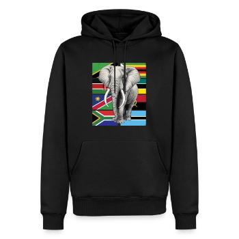 Drapeaux éléphants d’Afrique - Sweat à capuche Premium bio Homme - noir - Devant - Nico (187cm)
