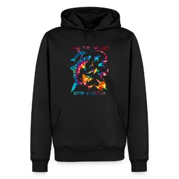 Sauvez les espèces de requins - Sweat à capuche Premium bio Homme - noir - Devant - Nico (187cm)