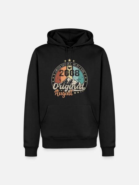 August 2008 Geburtstagsgeschenk August 2008 Jahrgang - Männer Premium Bio Hoodie - Schwarz
