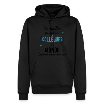Quitter Les meilleurs Collègue Cadeau Retraite - Sweat à capuche Premium bio Homme - noir - Devant - Nico (187cm)