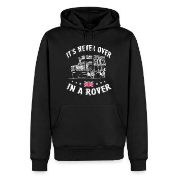 its never over in a rover Landy - Men’s Premium Organic Hoodie - black - Front - Nico (187cm)